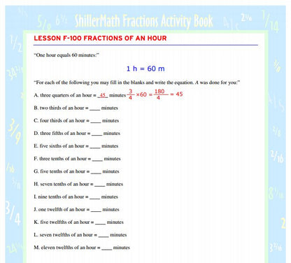 Fractions Lesson Book